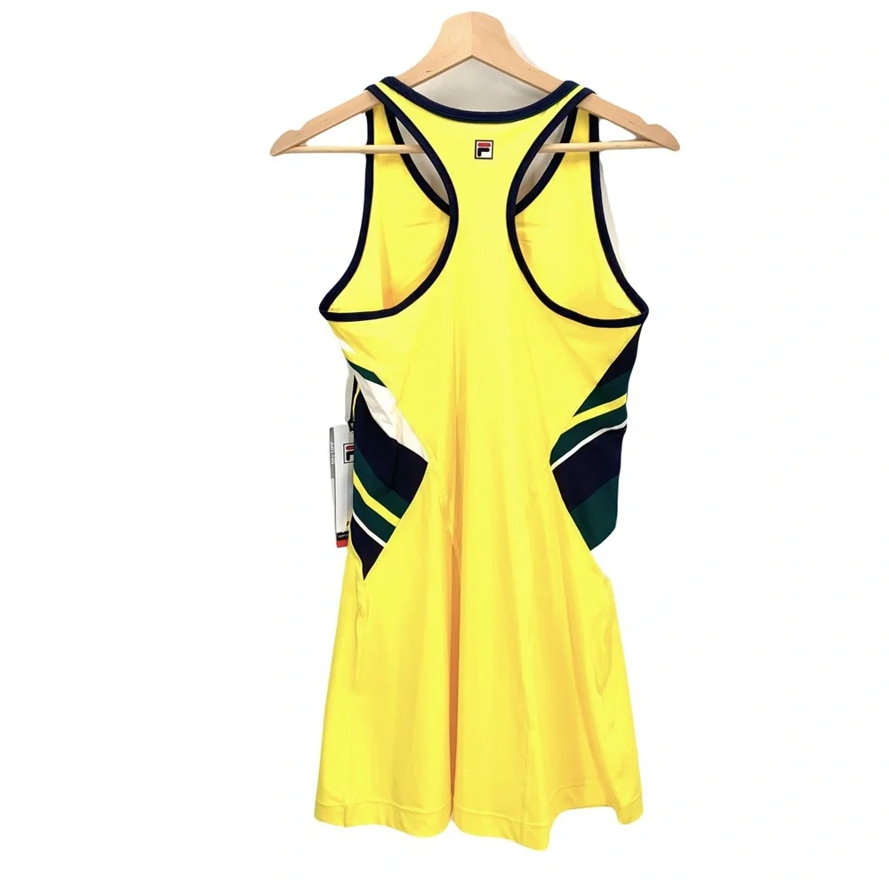 Fila UPF 50+ Yellow Racerback Tennis Dress w/ Matching Undershorts Size Medium - Picture 4 of 13